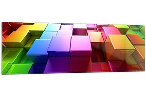 ARTTOR Vidrios decorativos 160x50cm Cuadro Sobre Vidrio Moderno Abstracto colorido diseño patrón Grande XXL Cuadros Pared Impresiones Decoracion Salon Impresión en Cristal Wall Art Prints GAB160x50-2174