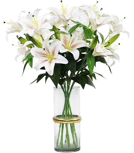 Fleurs Calla 34cm Huaao 12 Lys Calla Artificiels Blancs En Latex – Toucher Réaliste, Bouquet Mariage Élégant Pour Mariée, Décoration Table Baptême, Hôtel Ou Maison