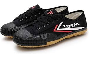 YURU Tai Chi Shoe Wu Shu Kung Fu Shoes,Shaolin Monk Martial Arts Shoes,Canvas Anti-Slip Fashion Qigong Trainerss,Black-42