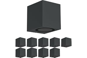 ledscom.de 10 st ALSE-vägglampor för utomhusbruk, IP54, downlight, matt antracit, fyrkantig, 1x GU10 max. 35 W