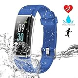 WZTO Armband Uhr mit Pulsmesser IP68 Wasserdicht Fitness Tracker Schrittzähler Schlafmonitor 14 Sport Modi Fitness Armband Aktivitätstracker für Herren Damen Kinder Blau