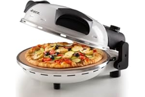 Ariete Pizza Four 918, Pizza 4 Minute, 5 Niveaux de Cuisson, Plaque Réfractaire pour Le Réchauffage, Lames en Bois Incluses, Température Maximale de 400°C, 1200W, Blanc