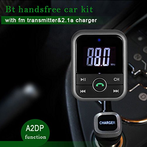 Bluetooth FM Transmitter, Yokkao® Wireless FM Modulator Radio Adapter Handsfree Car Kit MP3 Player with LED Display Remote Control Support USB Disk/ SD Card/ 3.5mm Aux-in (black)