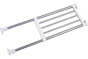 BAOYOUNI Étagère Extensible Placard Etagere telescopique Reglable sans Percage Réglable Rack de Stockage Tiges en Acier Inoxydable pour Chambre Salle de Bain Cuisine, Longueur 50-80CM