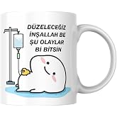 D&uuml;zeleceğiz İnşallah Kupa Bardak Komik Yazılı Hediyelik Kahve &Ccedil;ay Kupası