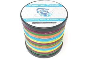 Reaction Tackle Braided Fishing Line - Pro Grade Power Performance for Saltwater or Freshwater - Colored Diamond Braid for Extra Visibility