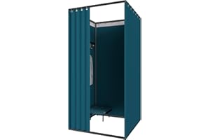 ‎QJSZMEI Umkleidekabine Freistehend, Tragbarer Bekleidungsgeschäft Umkleideraum, Mobiler Bodenstehende Temporärer Einfacher Anproberaum, Sichtschutz Vorhänge für Büro Einkaufszentrum (Blau, 85X85X200)
