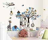 Colorfulworld® XXXL! Dschungel-Zoo: Affe Giraffe Elefant & Eule Wandtattoo Wandaufkleber Wandsticker Kinderzimmer Geschenk Gr.60*90cm x2pcs - 2