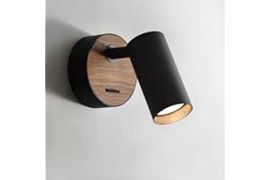 ouglres Applique Murale, Applique Led Design Industriel, Spot Mural Rétro En Acier/Aluminium, Murale Lampe Éclairage Compact Salon Chambre, Couleur : Noir,1pack
