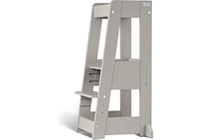 ‎TISSI TiSsi Lernturm, Entdeckerturm Montessori mitwachsend Buche- 100539, Storm Grey