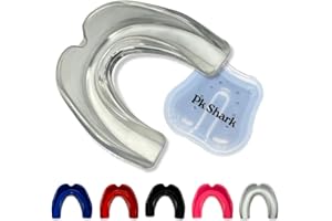 PK Shark Junior & Adult Mouth Guard with Case, Boxing Gum Shield Kids, Adult Gum Shield Kickboxing, Rugby, MMA, Football, Hockey, Teeth Protection Boys and Girls Gum Shield (Transparent, Adult 11)