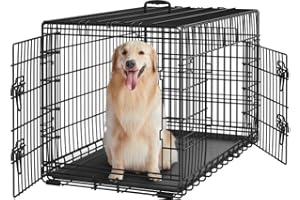 Yaheetech Jaula para Perros 107x66x74,5cm Doble Puerta con Separador Transportin Perro de Viaje Jaula Metálica Plegable con Bandeja Extraíble para Interior Exterior Negro