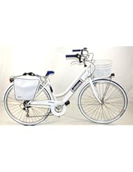 Bicicleta Cicli Adriatica Panarea para mujeres cuadro de acero 28" 6 velocidades talla 45 (Blanco Azul)