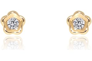 MONDE PETIT Pendientes Bebe Chaton Margarita - Estuche Regalo - Certificado de Garantía - Mondepetit