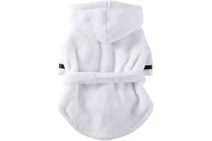 GUOCU Haustier Kleidung Einfarbig Hunde-Bademantel Schnell Trocknend Super Saugfähig Verdickt Weiche Katzenbadetuch mit Kapuze Und Gürtel Schlafanzug für Katzen Welpen Kleine Hunde,Weiß,XL