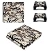 Produktbild Playstation 4 Slim + 2 Controller Aufkleber Schutzfolien Set - Camouflage Braun /PS4 S