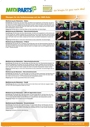 ACHTUNG AKTION MARKTEINFÜHRUNG MX24 Pilates Rolle, Pilatesrolle Faszienrolle 15 x 90 cm flexibler Hartschaum blau inkl. Profi Übungsposter - 2