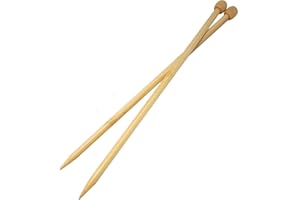 LAUREL & MASON Bamboo Knitting Needles Pair, 35cm Long Single Point Knitting Needle Set 4mm - 25mm (10mm)