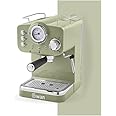 Swan SK22110GN Retro Espresso Coffee Machine with Milk Frother, Steam Pressure Control, 1.2L Detachable Water Tank, 1100W, Retro Green