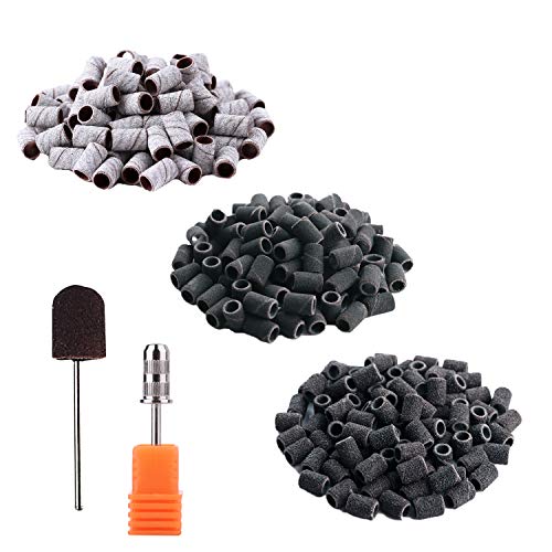 Fightart - Set di 300 fasce abrasive per smerigliatura, grana 80, 180, 240, colore nero zebrato per macchina professionale per manicure e pedicure