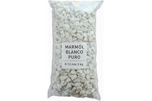 TODOSTONES Piedra Grava Blanca Bolsa de 2kg - Piedras Decorativas - Piedras Decorativas para interiores - Piedras para Macetas - Grava Jardin (8-12 mm) (Blanco puro)