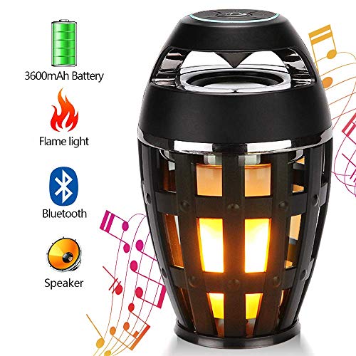 Ksera Haut-parleur de lampe à flamme, Atmosphère de flamme Lampe de table, Basse stéréo Bluetooth portable Haut-parleur sans fil avec Lumières chaudes LED, Bluetooth 4.2 pour intérieur/extérieur