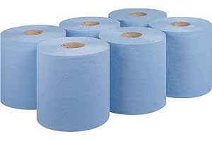 Bargain Factory Blue CENTREFEED Rolls 2 PLY 6 Pack Paper Towels Hand Towel Tissue Premium Quality Wall Mounted Lockable Rolls 100m