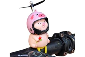 JAWSEU Cochon Jouet Voiture Ornement, Décoration De Vélo Cochon avec Casque, Ornement de Cochon de Guidon de Moto, Décorations de Tableau de Bord de Voiture
