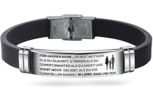 HAYOUWAY Einstellbar Armbänder Silikonarmband Silikon Edelstahl Armband Geburtstagsgeschenk Abschlussfeier Geschenk für Sohn Tochter Herren Damen