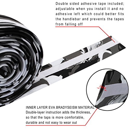 Topcabin® Camouflage-Serie, Bequeme Gel-Lenkerbänder für Rennräder, mit reflektierenden Lenkerstopfen - 2