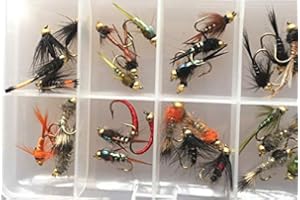 BestCity 32 moscas para pesca con mosca, incluye caja de cierre de clip #341