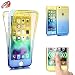Produktbild Handyhülle für iphone 5S/5 Silikon,iphone SE Hülle 360 Grad Schutz Vorne Hinten Touch Case,SKYXD Rundumschutz Gelb/Blau Farbverlauf Full Body Cover Gradient Dünne Weich Rückseite Handy Tasche Premium Backcover für Apple iphone 5/5S/SE