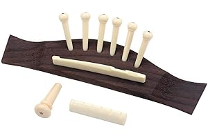Alnicov Puente de guitarra de palisandro de calidad con piezas de plástico para puente, tuerca de sillín, 1 juego