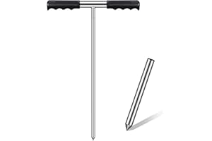 Kanayu Stainless Steel Soil Probe Rod Adjustable Ground Rod Septic Tank Locator Tool with T Handle for Locating Water Lines Underground Pipes Gopher Runs Soil Compaction Landscaping Garden Tool
