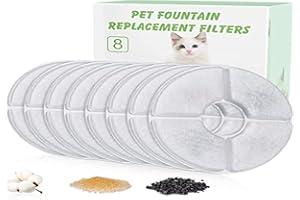 IRHODESY Filtros Fuente Gatos 8PCS, 1.6L Filtro de Carbón para Gatos, Filtros de Repuesto de Fuentes de Mascotas con Resina y Carbón Activo