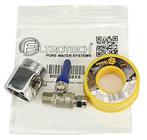 AS3. Absperrventil + Adapter + Teflonband. Absperrhahn Kugelhahnventil für 1/4 Zoll(6mm) Schlauch. - 2