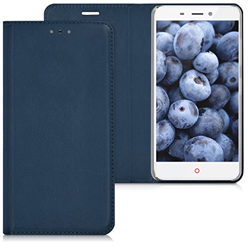 kwmobile Funda para ZTE Nubia N1 - Carcasa para m  vil de  Cuero sint  tico  - Case  Plegable  en  Azul Oscuro 