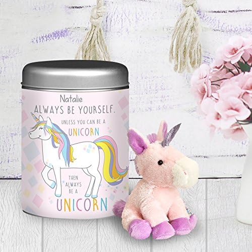 Always Be A Unicorn Teddy in a Tin - Personalised with your chosen name - It would make a fabulous gift for a little ones birthday or a friend who hasn’t quite grown up yet!