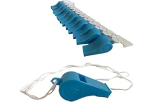 NARAMAKI® Napoli - Kit de 12 silbatos de plástico azules con cuerda, para participar en el fútbol