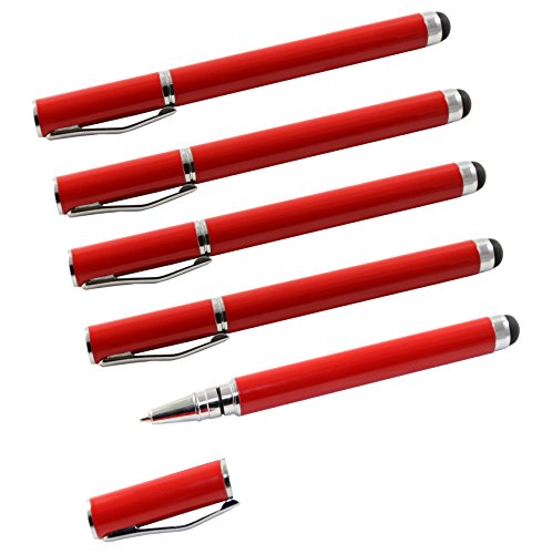 5x iPrime® Touch Pen Stylus + Kugelschreiber Stift Eingabestift Rot für iPad, iPhone, iPod, Galaxy Tab, Galaxy S2 S3 S4 S5, Galaxy Note, HTC, Acer und viele andere Touchscreen-Geräte