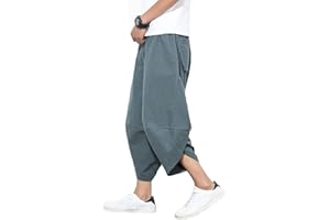 DSJJ Pantalones Cortos Hombre Lino,Hombres Moda Verano Lino Suelto Pantalones Cortos de Deportes Casual Patalón Cargo Corto para Hombre