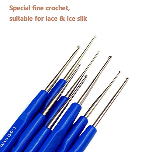 Bytan Häkelnadel Set Crochet Hook Set mit 16 Häkelnadeln (0,6mm- 6,0mm) + Schere, Zopfmusternadel, Split Markierungsring Locking, Maschenmarkierer, Fingerhut, Zähler, Nadelkappe, Nähnadeln, Maßband - 5