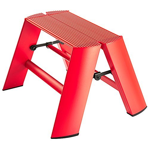 Lucano step stool Slim Design 1 Step Red Folding Lightweight Aluminum Ladder by Lucano