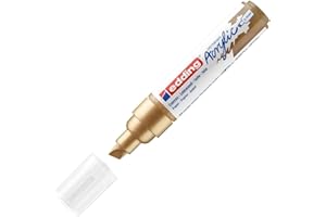 edding 5000 Marqueur acrylique large - or - 1 feutre acrylique imperméable - pointe biseautée large 5-10 mm - peinture pour peindre sur la toile, le papier kraft, le bois et la pierre, Unité