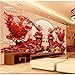 Produktbild Guyuell 3D Tapete Benutzerdefinierte Wandbild Vlies Wandaufkleber Fisch Holzschnitzerei Malerei Tv Hintergrund Wand Fototapete Für Wände 3D-350Cmx245Cm