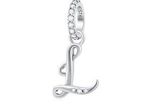 CRISNATA Charm pendantes initiales complètes a-z 26 lettres, perles d'alphabet en pierre cz pendantes en argent sterling 925, s'adapte au collier bracelet européen, cadeau pour mère/papa