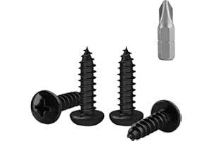 HUANGXINYU 150 Pcs M5 Screws Set, Black Wood Screws Assortment, Self Tapping Screws, Phillips Round Head Screws, Truss Head Self-tapping Screws Assorted Screws Set for Masonry Decking Furniture Screws(M5x20mm)