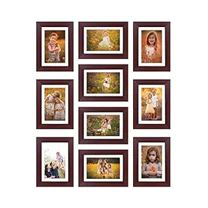 Amazon Brand - Solimo Collage Set of 10 Rosewood Photo Frames (6 X 8 Inch - 10)