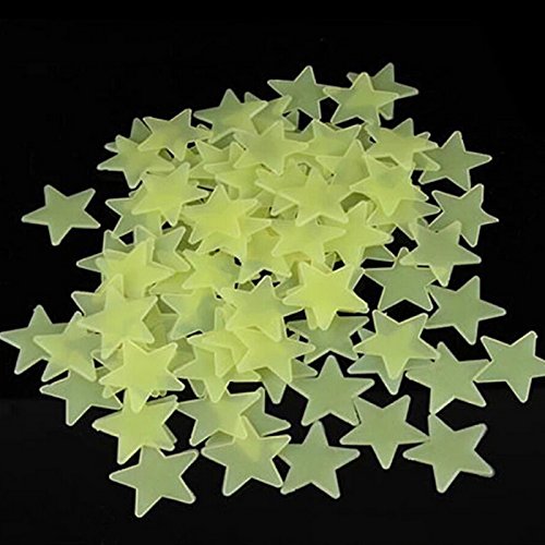 100PCS Home Wall Glow In The Dark Stars Stickers Decal Baby Kid's Nursery Room - DIY Wall Decal - Light Green - Plastic Luminous Wall Stickers Bedroom Decoration