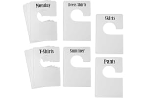 DiriUK 10 Pack Large Closet Clothing Wardrobe Dividers, White Rectangular Closet Organisers Arrange Clothes by Clothing Type Or Age, Plus 60 1 inch Labels and 16 Large Blank Labels(Pearl White)